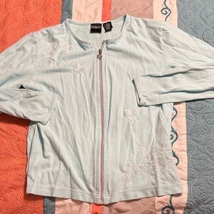 Erika Pastel Blue Embroidered Cardigan